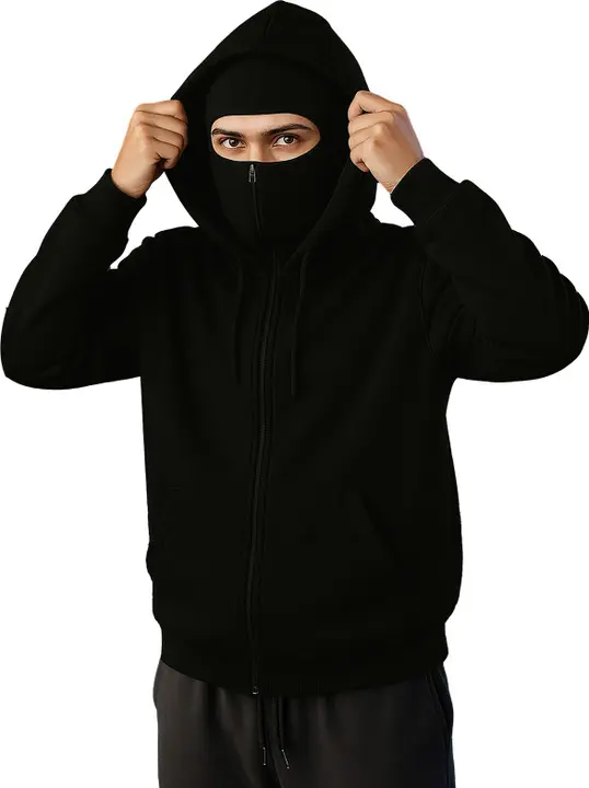 “Ninja Zipper Hoodie – Warm, Stylish & Full-Face Zip Protection