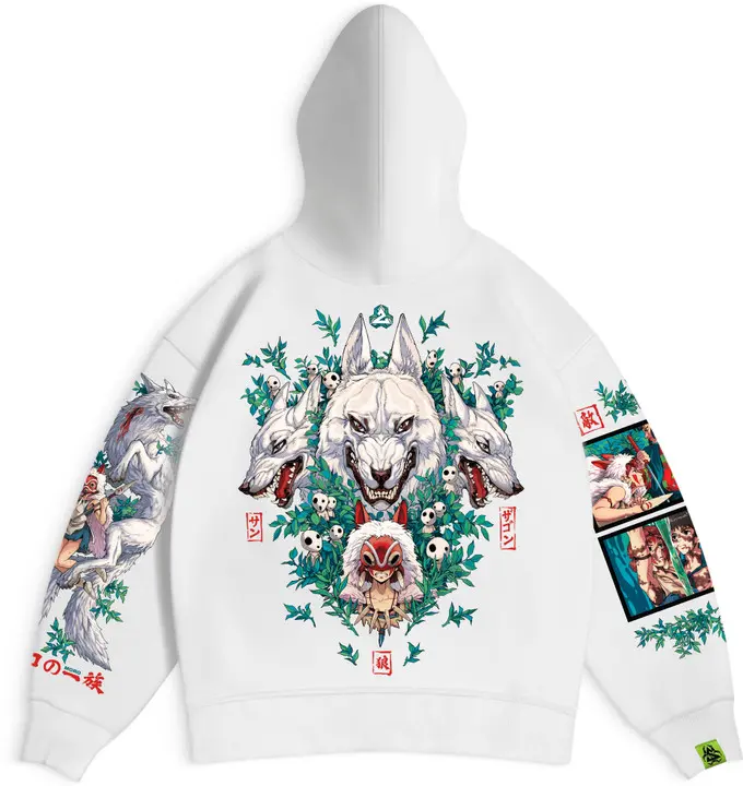 “Anime printed hoodie with bold red &amp; black artwork for winter.”