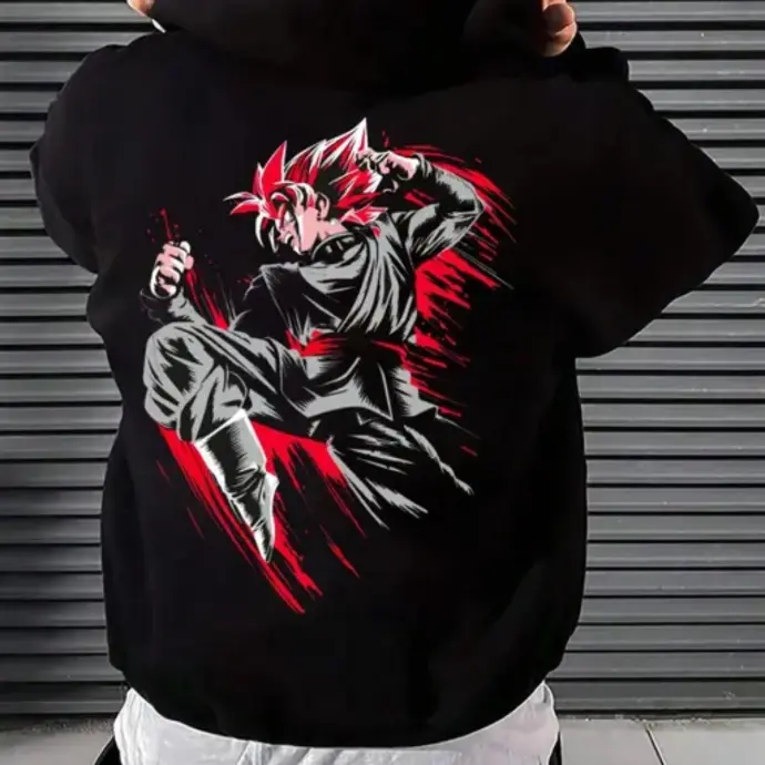 Black hoodie with bold red wolf face print – trendy animal graphic hoodie under 499